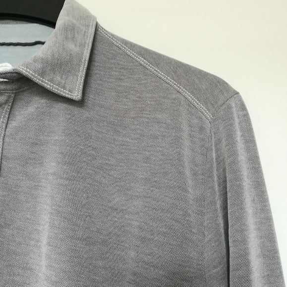 Men's Tommy Bahama Long Sleeve Gray Tencel Lyocell Polo [M] - Picture 5 of 13